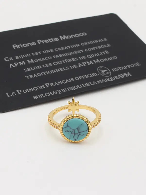 خاتم اي بي ام حجر طبيعي الجديد ماستر خواتم APM تركواز ذهبي 6