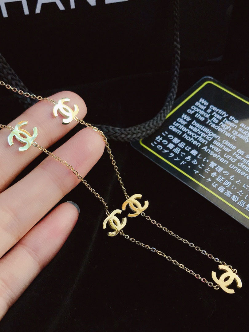 سلسال شانيل تشوكر طويل ميتال سلسال chanel