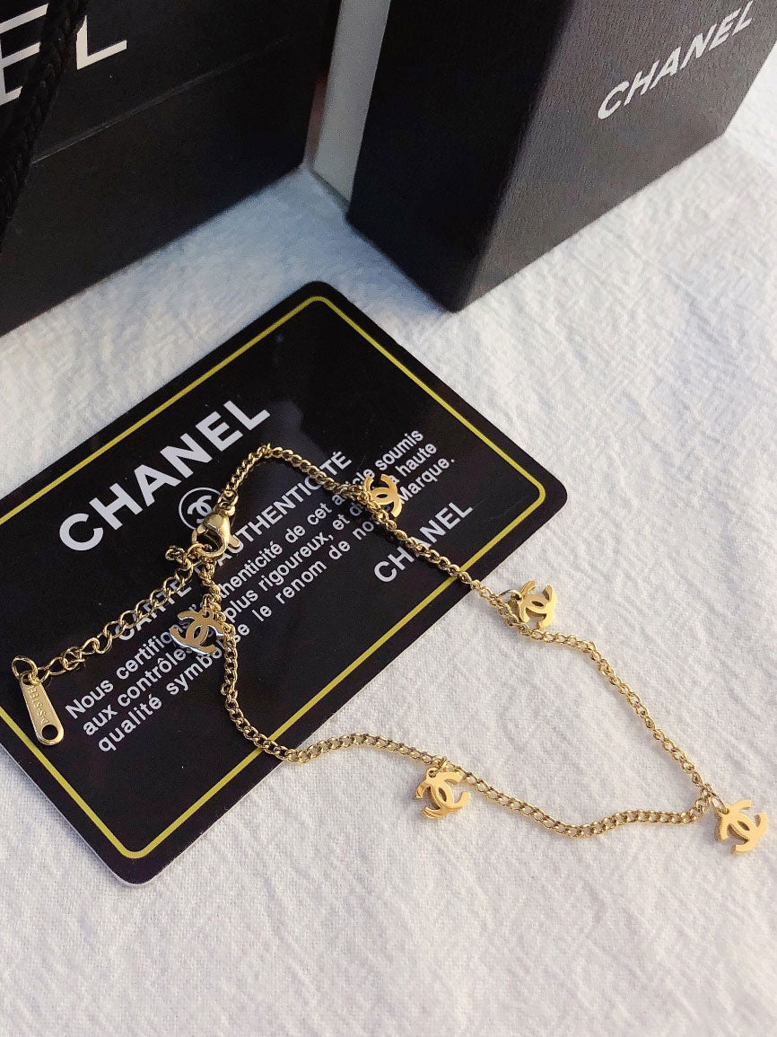 خلخال شانيل ذهبي ناعم خلاخل chanel