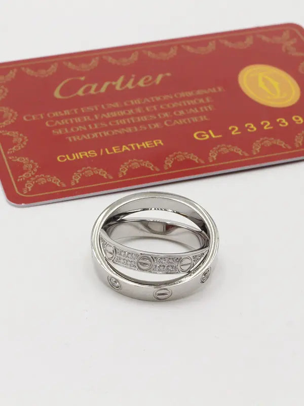 خاتم كارتير دبل لوقو الجديد زركون لوقو خواتم CARTIER فضي 6