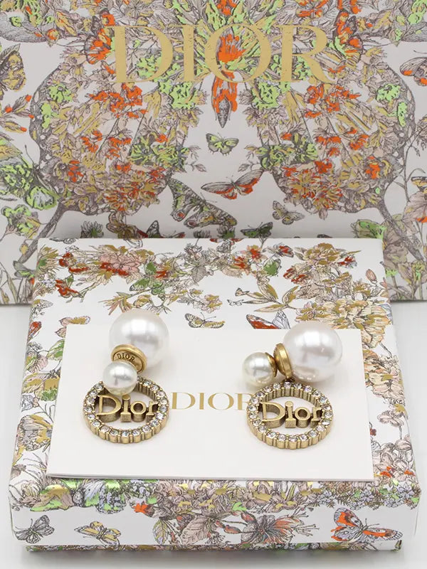 حلق ديور انتيك برونز حلق dior ذهبي