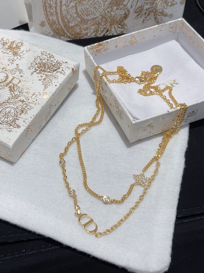 سلسال ديور جنزير دبل لاينز سلسال dior ذهبي