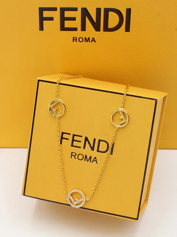 تشوكر فندي زركون لوقو سلسال fendi ذهبي