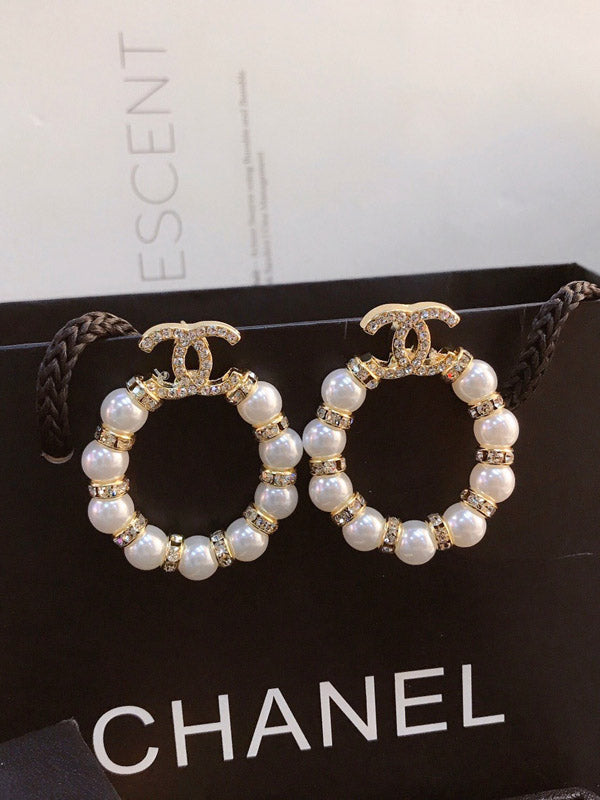 حلق شانيل كبير لولو مدور حلق chanel