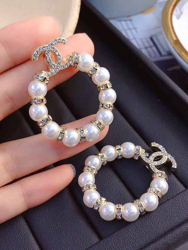 حلق شانيل كبير لولو مدور حلق chanel ذهبي