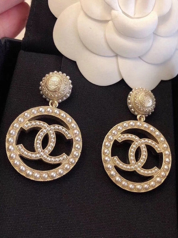 حلق شانيل كبير لولو حلق chanel ذهبي