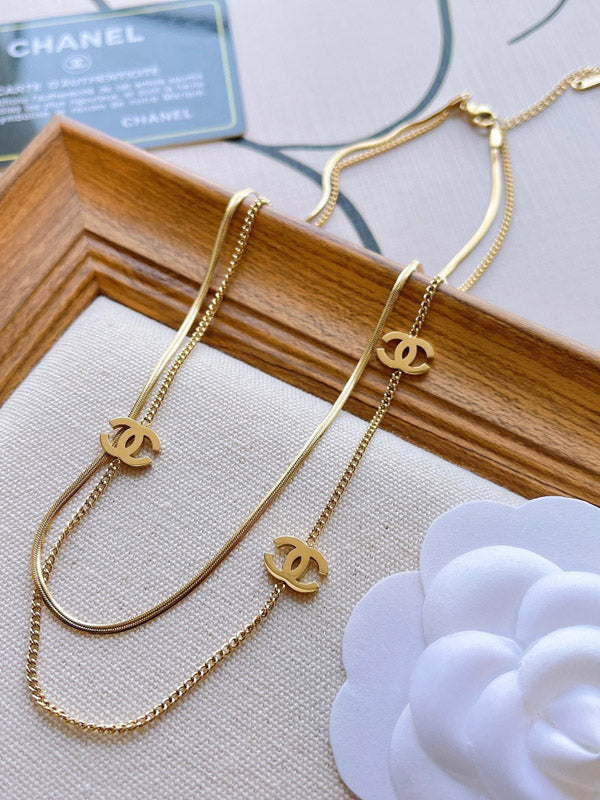 سلسال شانيل دبل شاين سلسال chanel ذهبي