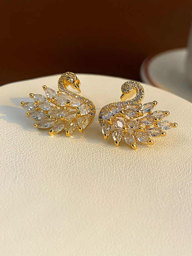 حلق سواروفسكي سوان فضي حلق Swarovski