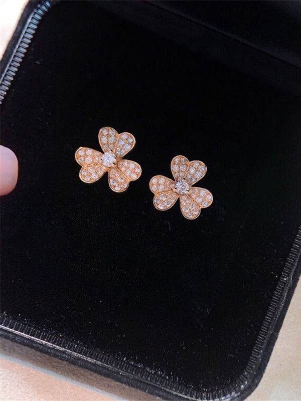 حلق فان كليف صغير زركون فضي حلق van cleef روز قولد