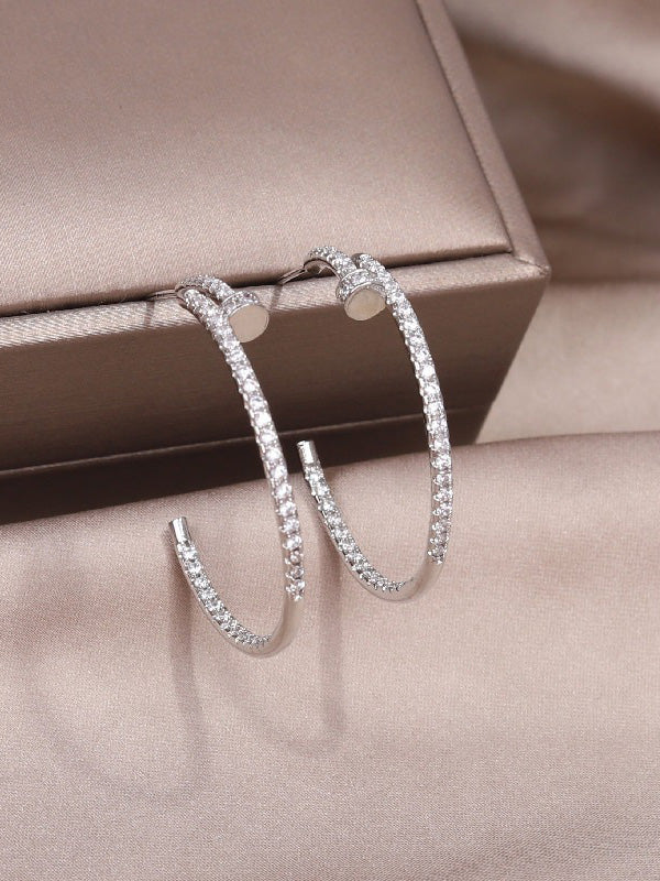 حلق كارتير زركون مسمار كبير حلق CARTIER فضي