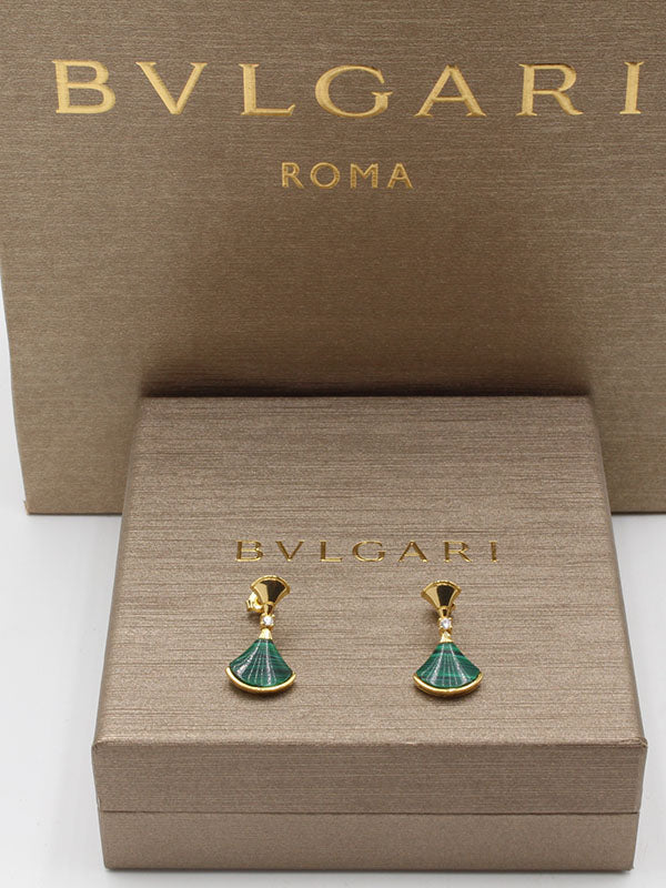 حلق بولغاري حجر طبيعي حلق bvlgari اخضر ذهبي