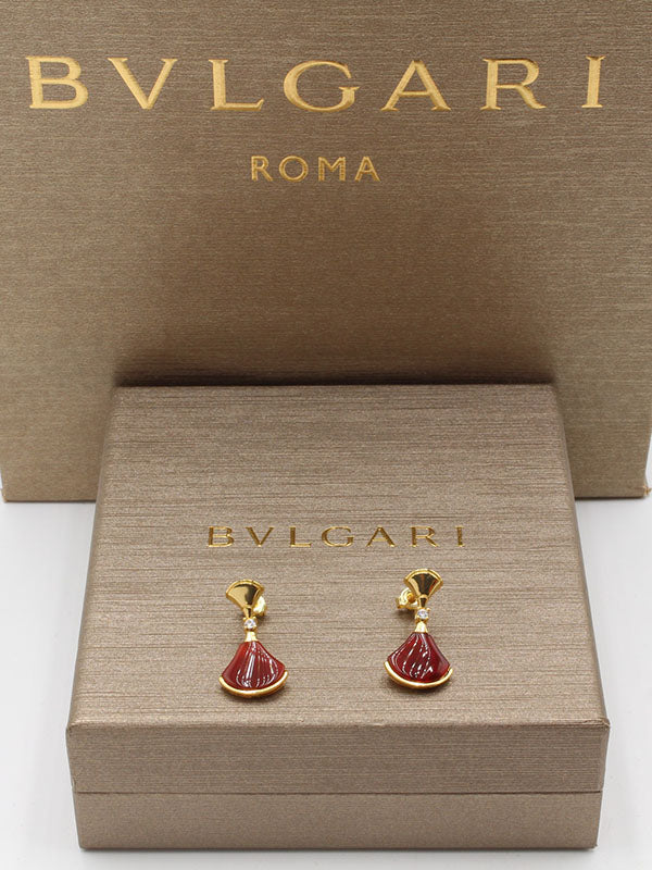 حلق بولغاري حجر طبيعي حلق bvlgari احمر ذهبي