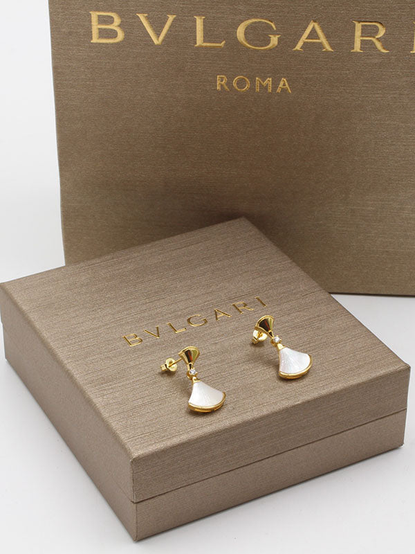 حلق بولغاري حجر طبيعي حلق bvlgari ابيض ذهبي