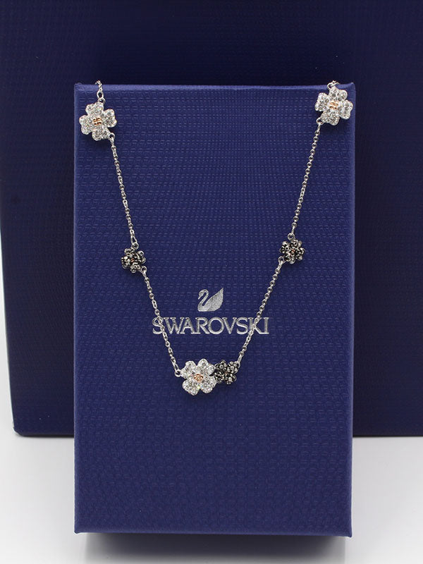 عقد سواروفسكي فلاور زركون سلسال Swarovski فضي
