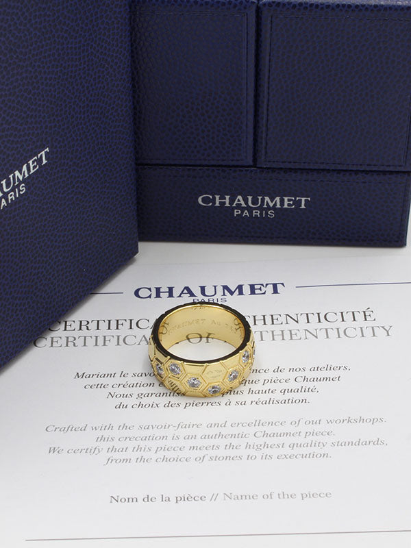 خاتم شومية عريض زركون لوقو خواتم chaumet ذهبي 6