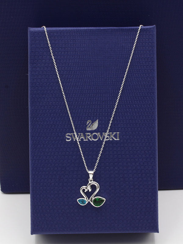 سلسال سواروفسكي سوان فضة سلسال Swarovski ملون ابيض