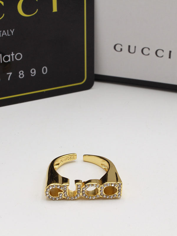 خاتم قوتشي لوقو كريستال خواتم gucci ذهبي