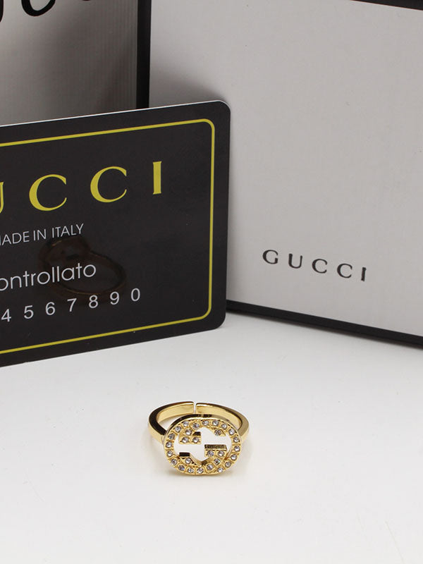 خاتم قوتشي زركون لوقو ذهبي خواتم gucci
