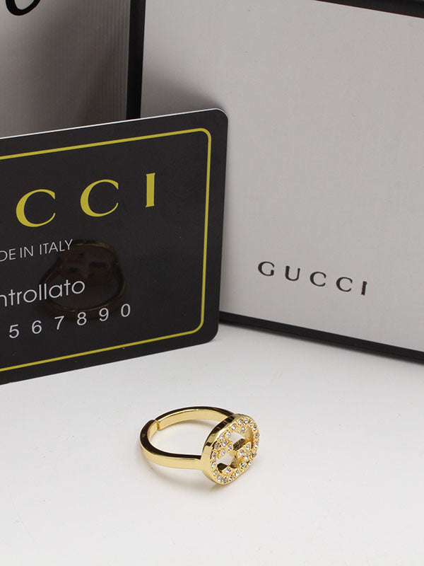 خاتم قوتشي زركون لوقو ذهبي خواتم gucci