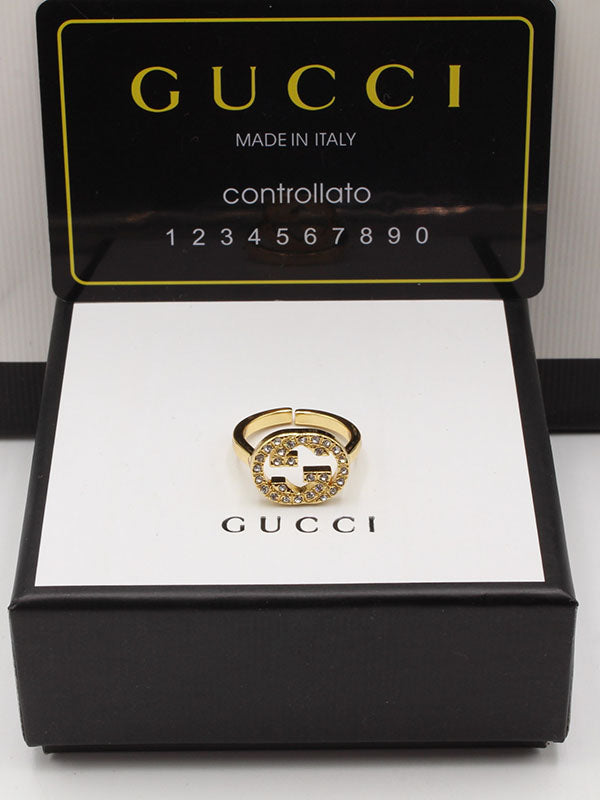 خاتم قوتشي زركون لوقو ذهبي خواتم gucci