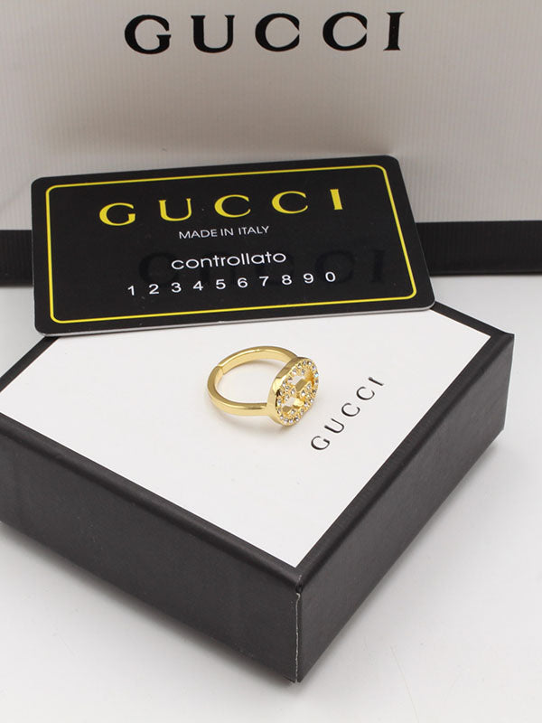 خاتم قوتشي زركون لوقو ذهبي خواتم gucci