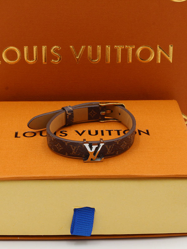 اسواره لويس فيتون جلد LV اسواره louis vuitton بني فضي