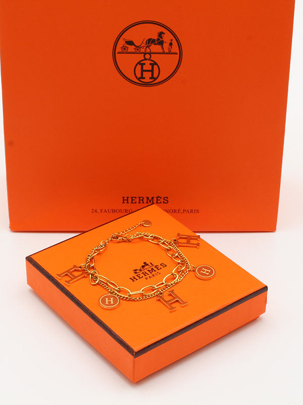 اسوارة هيرمز بندنت لوقو ذهبي اسواره HERMES