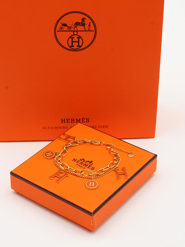 اسوارة هيرمز بندنت لوقو ذهبي اسواره HERMES