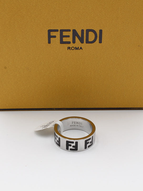 خاتم فندي F خواتم fendi اسود فضي 6