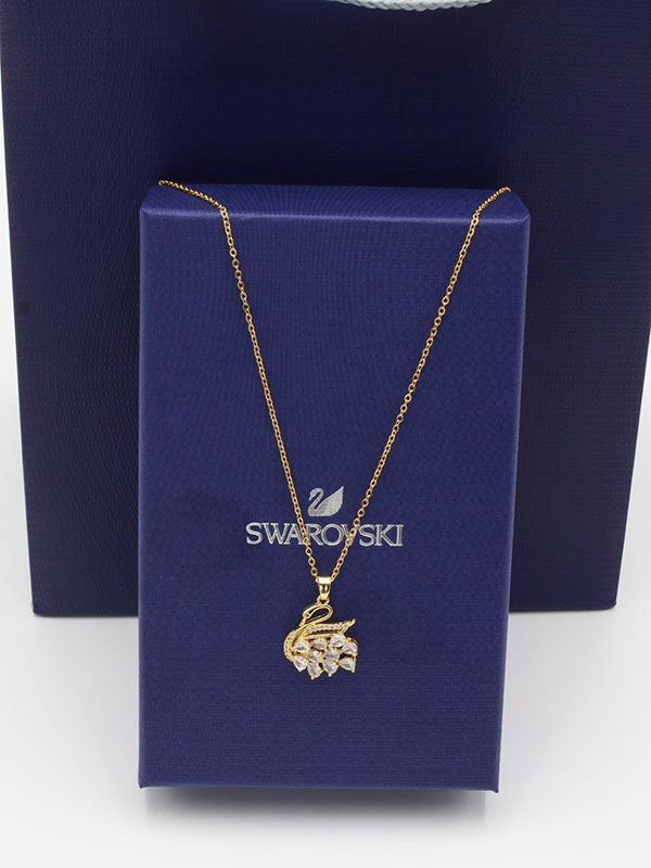 سلسال سواروفسكي سوان زركون ذهبي سلسال Swarovski ذهبي