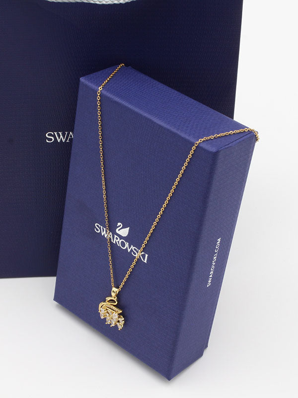 سلسال سواروفسكي سوان زركون ذهبي سلسال Swarovski