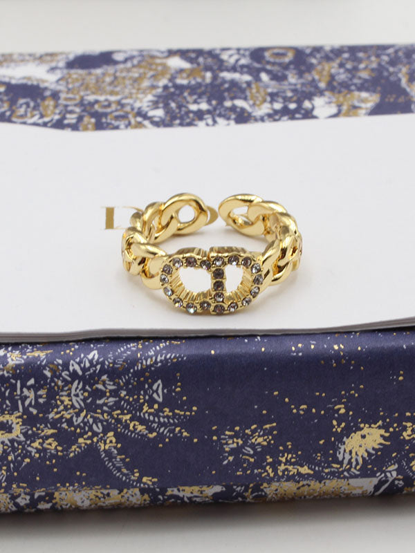 خاتم ديور جنزير كريستال خواتم dior ذهبي