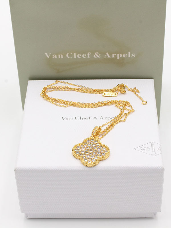 سلسال فان كليف طويل ذهبي سلسال van cleef ذهبي زركون