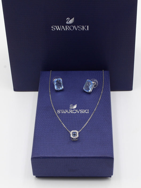 طقم سواروفسكي زركون سماوي اطقم Swarovski فضي سماوي