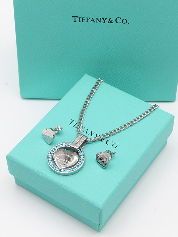 طقم تيفاني هارت بيق شاين اطقم tiffany فضي