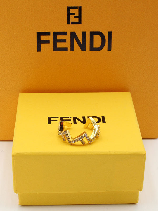خاتم فندي راوند لوقو زركون خواتم fendi