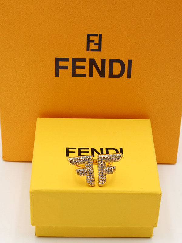 خاتم فندي شعار كبير زركون لوقو خواتم fendi