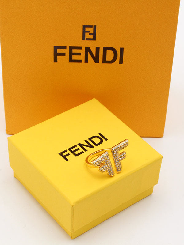 خاتم فندي شعار كبير زركون لوقو خواتم fendi