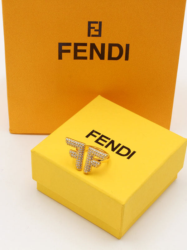 خاتم فندي شعار كبير زركون لوقو خواتم fendi