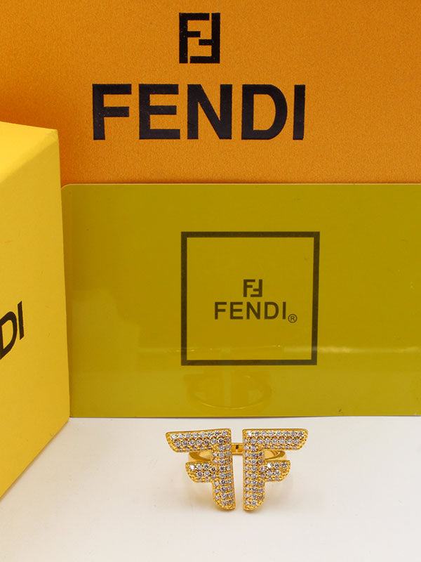 خاتم فندي شعار كبير زركون لوقو خواتم fendi
