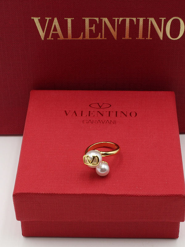 خاتم فالنتينو دبل بيرل خواتم VALENTINO ذهبي