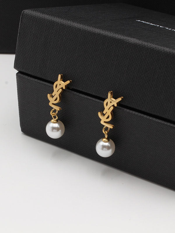 حلق ايف سان لوران لولو حلق ysl ذهبي