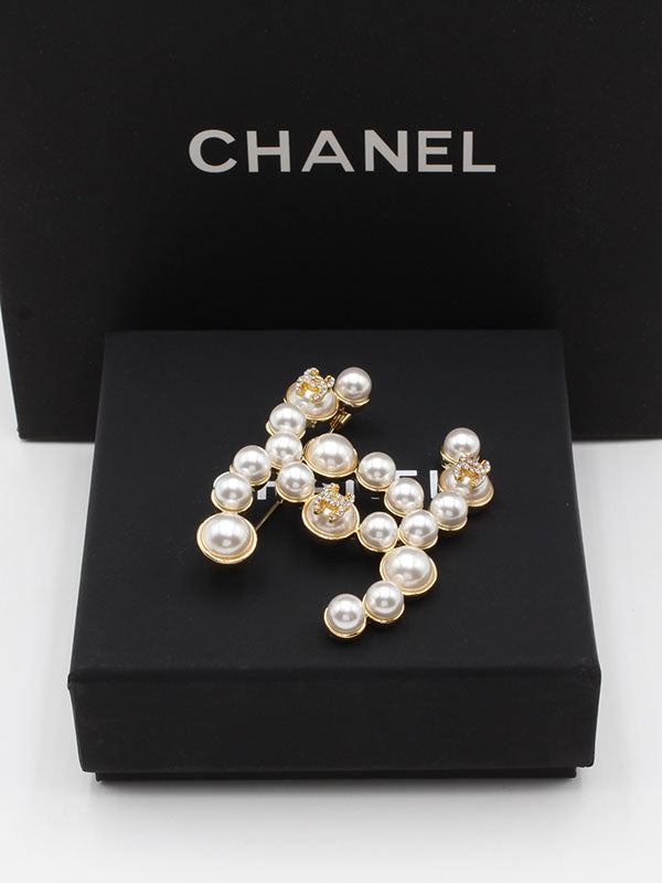 بروش شانيل بيرل بيق ذهبي بروش chanel
