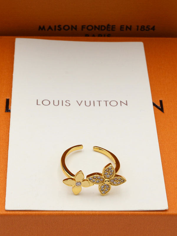 خاتم لويس فيتون دبل فلورز لوقو خواتم louis vuitton ذهبي