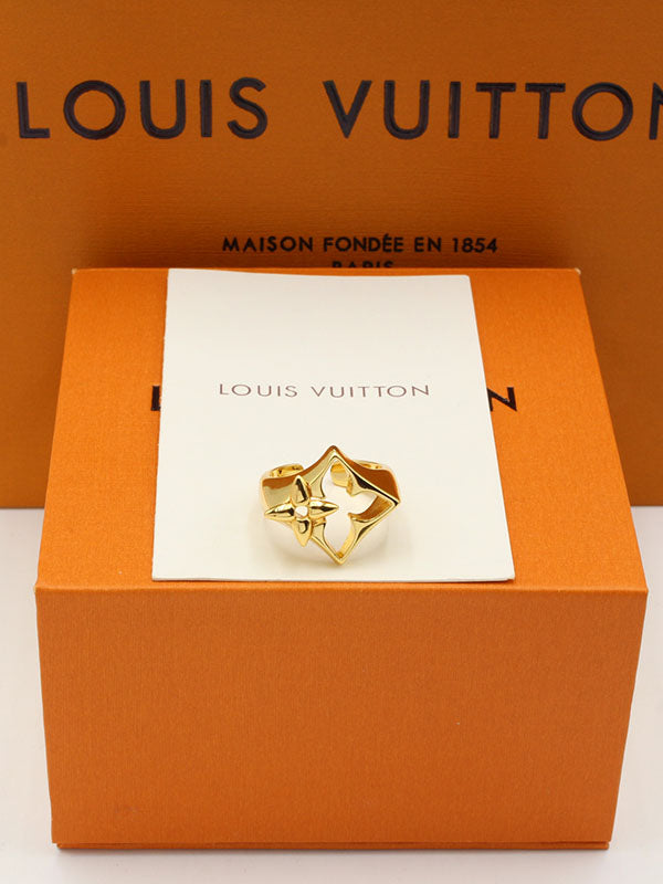 خاتم لويس فيتون سايد فلاور لوقو خواتم louis vuitton ذهبي
