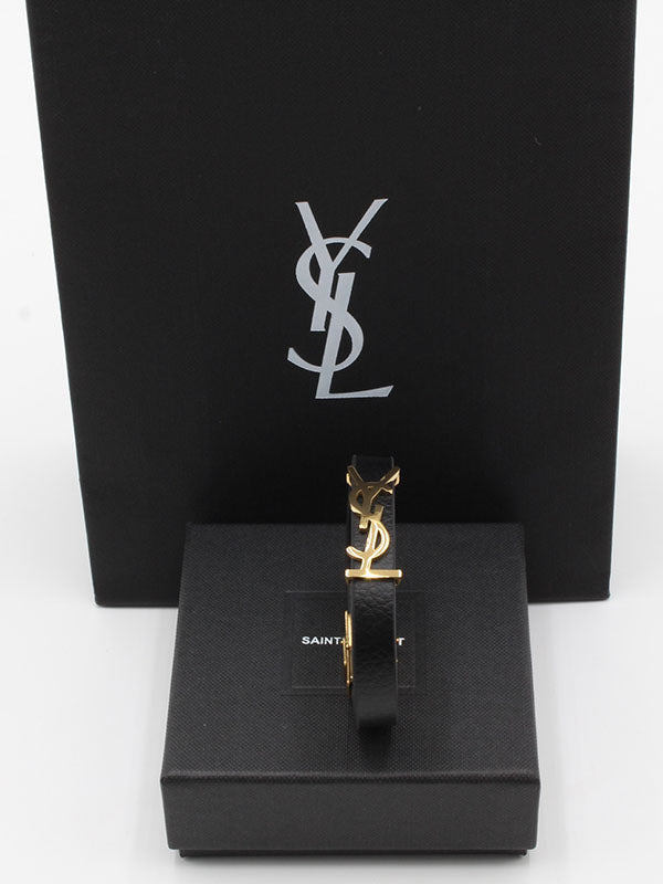 اسوارة ايف سان لوران جلد اسود اسواره ysl اسود