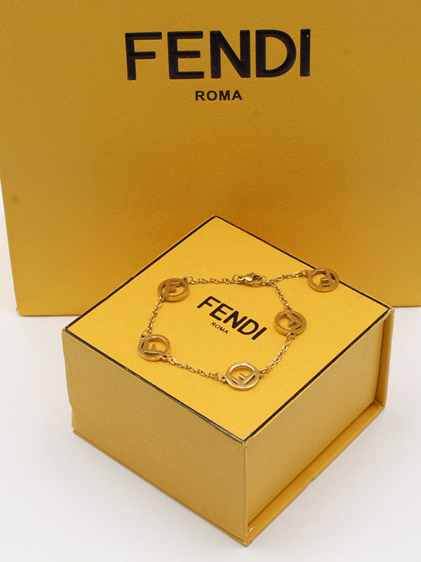 اسوارة فندي لوقو ذهبي ناعمة اسواره fendi