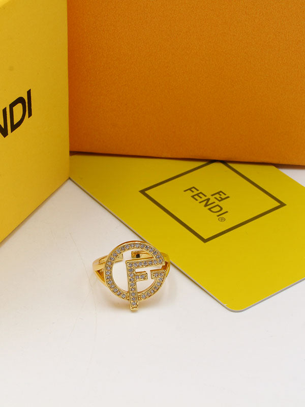 خاتم فندي راوند اديشن لوقو زركون خواتم fendi