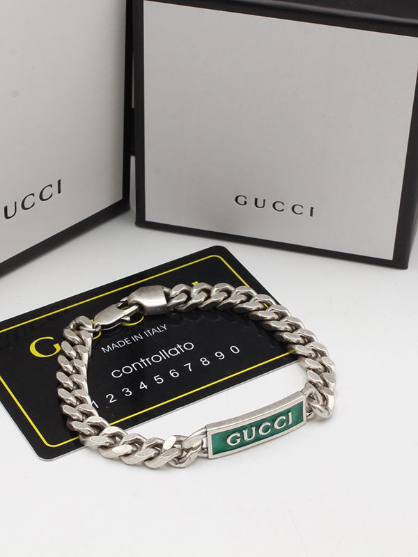 اساور قوتشي جنزير فضي لوقو اسواره gucci