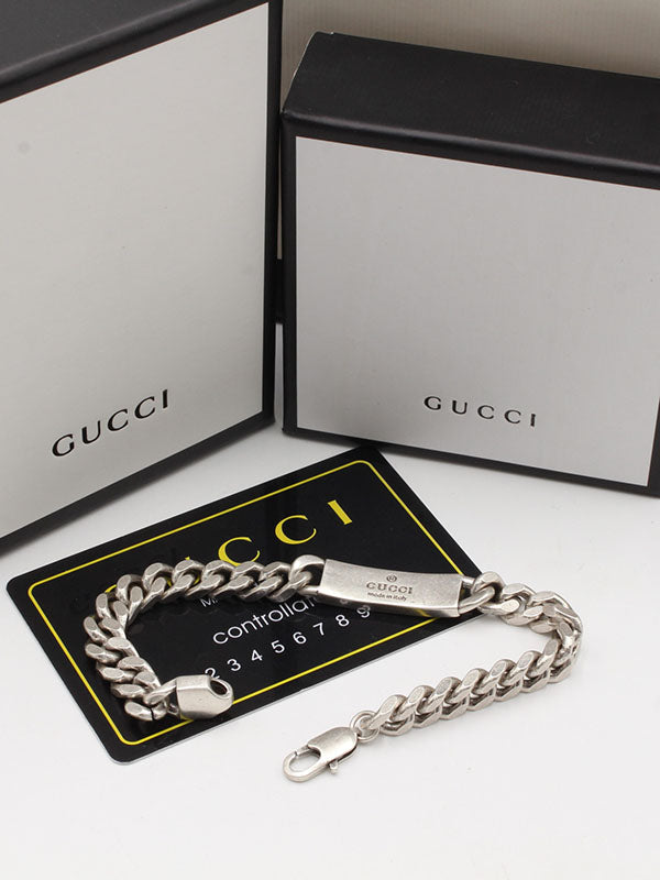 اساور قوتشي جنزير فضي لوقو اسواره gucci